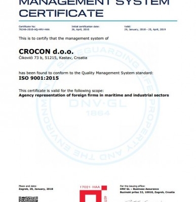 Crocon certified according to ISO 9001:2015
